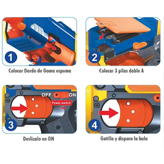 Pistola Lanza Dardos Grande, 20 dardos, Tambor gira pilas 13189 - tienda online