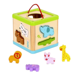 Cubo de Encastre de madera con animales, didáctico Tooky Toy 13225