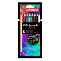 Lápices Aquarelables, Stabilo Aquacolor x 12, Premium, 12331