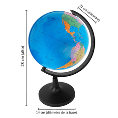 Imagen de Globo terráqueo 21cm diámetro Político con base plástica 13548