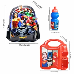 COMBO Mochila escolar 18´, de espalda + Lunchera Liga de la Justicia 90120 - tienda online