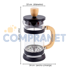 Cafetera con embolo, prensa francesa, 600 ml, Mango de madera, 13089 - Compranet