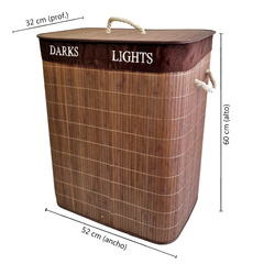 Cesto de Ropa Bamboo rectangular, Doble, Plegable, Baño lavadero 13383 - comprar online