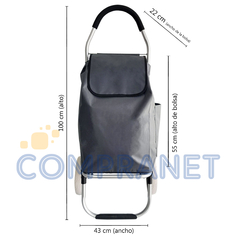 Carrito de Compras 100 cm, 2 ruedas Grandes, Bolsa desmontable 13271