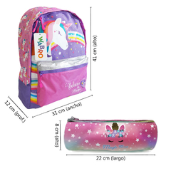 COMBO Mochila escolar Espalda, 17´ + Cartuchera Diseño “Unicornio” 90128 - Compranet