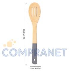 Cuchara de madera, Bambú, 30 cm, c/ranura utensilio de cocina 12481 - comprar online