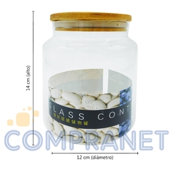 Frasco de Vidrio con tapa de madera, 800 cc, 11871 - tienda online