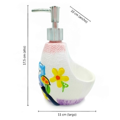 Dispenser de detergente/Jabón con porta-esponja, incluye esponja, Búhos, 11917