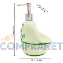 Dispenser de detergente/Jabón con porta-esponja, incluye esponja, Mariposas 11919