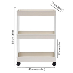 Carrito organizador 3 estantes, con ruedas, Cocina/Baño multiuso 7438 en internet