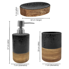 Set de Baño 3 piezas, Cerámica, jabonera + Dispenser + Vaso 13397 - tienda online