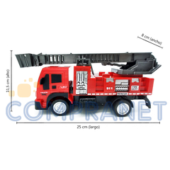Imagen de Camión de Bombero Fricción, 3 modelos, elevador y escalera, 12540