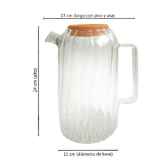 Jarra de Vidrio con tapa y filtro, jugo, limonada, Infusión 1,7 litros, 13597