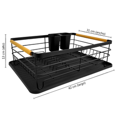 Seca platos Escurre Platos metálico, c/bandeja plástica, Asas Madera, 13682 - comprar online