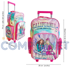 Imagen de Mochila Escolar 17 pulgadas, C/Carrito “Barbie”, Original Wabro 13034