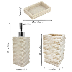 Set de Baño 3 piezas, Cerámica, jabonera + Dispenser + Vaso 13397 en internet