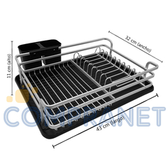 Secaplatos, Escurridor Reforzado Aluminio c/Bandeja Grande, 13106 - Compranet