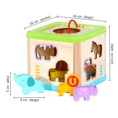 Cubo de Encastre de madera con animales, didáctico Tooky Toy 13225 - comprar online
