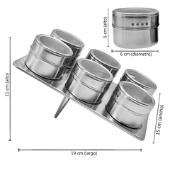 Imagen de Set especieros x 6 frascos de acero c/visor y soporte, 13291