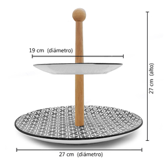 Exhibidor de Mesa 2 pisos Cerámica Madera Circular Cupcakes 13400 - Compranet
