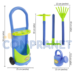 Carrito Set Jardinero, elementos de Jardinería infantil, 6 piezas, 12911 - tienda online