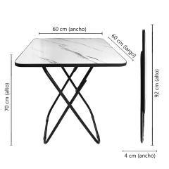 COMBO Mesa Cuadrada + 2 sillas Plegables, Mármolada 90104 - comprar online