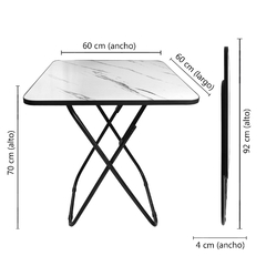 Mesa Cuadrada Plegable 60x60cm Jardín Balcón Simil mármol 13392 - Compranet