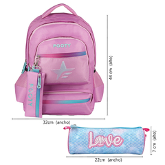 COMBO Mochila Footy 18´ Espalda, Big Kids Star + Cartuchera Tubo Footy 90130 - Compranet