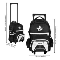 Imagen de Mochila Footy 18 pulgadas, C/Carrito JOYSTICK, Luz Led, original 13629