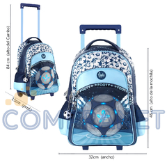 Imagen de Mochila Footy 18 pulgadas, C/Carrito, Pelota Champion Luz Led, 12928