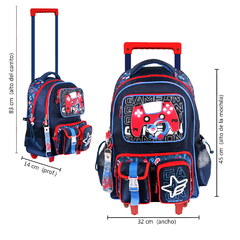 Imagen de Mochila Footy 18 pulgadas, C/Carrito Game On, Luz Led, original Footy, 13630