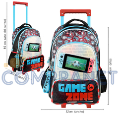 Mochila Footy 18 pulgadas, C/Carrito Game Zone, Luz Led, original Footy, 12931 en internet