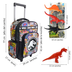 COMBO Mochila 16´ C/carrito Jurassic World + Set Dinosaurios 90126 - Compranet
