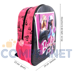 Mochila Escolar 14 pulgadas, Espalda, “Barbie” Original Wabro 12997