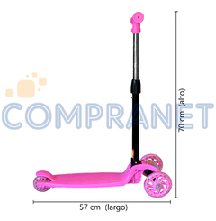 Imagen de COMBO Monopatín 3 ruedas con Luz Plegable + Protección Rosa 90066