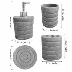 Set Baño 4 piezas Resina, jabonera + Dispenser + Vaso + Porta/Cepillos 13691