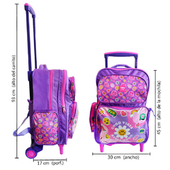 Mochila 18 pulgadas, C/Carrito Flores 3 ruedas Owen Kids 13656 en internet