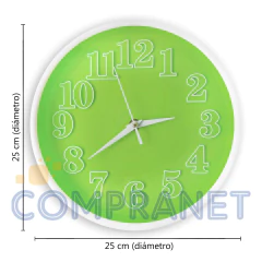 Reloj de pared Analógico, 25 cm diámetro, 12415