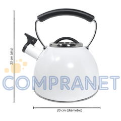 Pava Silbadora de acero inoxidable, grande, Blanca 3 litros, 12617 - Compranet