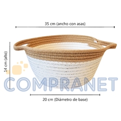 Cesto Canasto de Ratán con manija y detalles plateados 12563 - Compranet