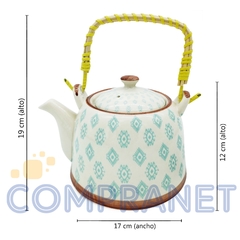 COMBO Tetera + 4 Cuencos p/Té, de Porcelana China, 90034