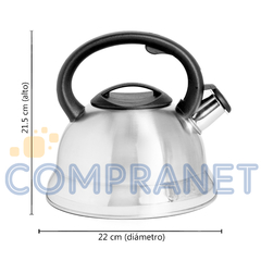 Pava Silbadora de acero inoxidable, grande, 3 litros, 12618 - tienda online