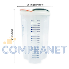 Frasco Cerealero plástico, hermético, 4 compartimentos, 2500 ml 12634