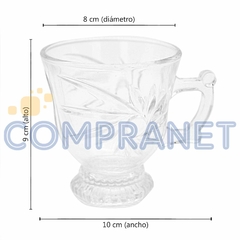 Jarro Taza Mug de vidrio x 6 unidades, Café Te infusiones, 155 ml, 11719
