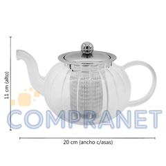 Tetera de Vidrio con infusor de acero inoxidable, 800ml, 11893 - Compranet