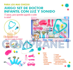 Juego Set de Doctor, con luz y sonido infantil 17 piezas, 0101 - Compranet