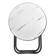 Mesa Redonda Plegable 60x60cm Jardín Balcón Simil mármol 13393 - Compranet