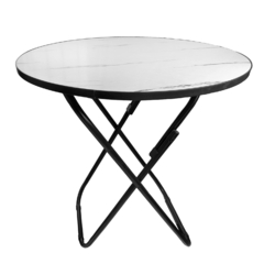 Mesa Redonda Plegable 60x60cm Jardín Balcón Simil mármol 13393