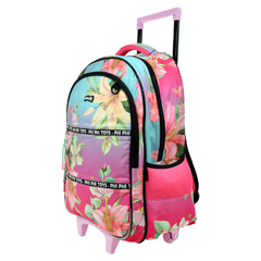 Imagen de COMBO Mochila 19´, C/Carrito + Cartuchera “DEGRADÉ FLOWERS”, Phi Phi, 90109