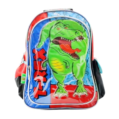COMBO Mochila 16 pulgadas, espalda + Set escolar Dinosaurio 90118